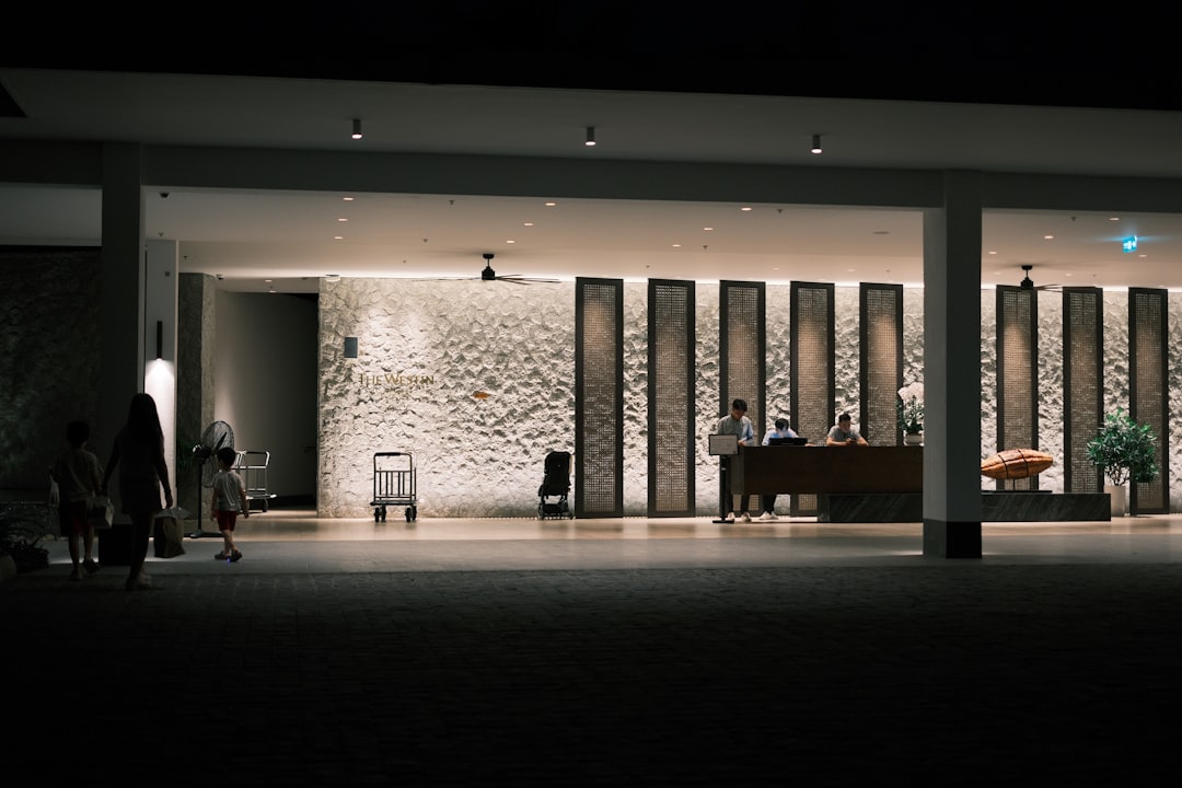 Hotel reception desk night