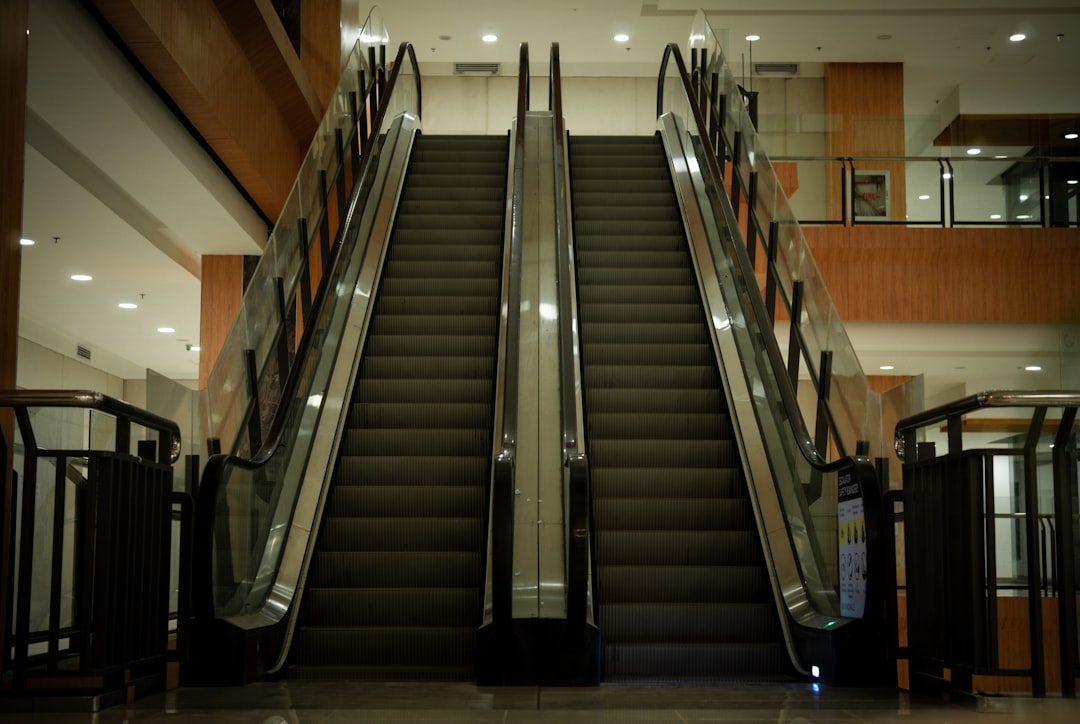 shopping mall interior escalator